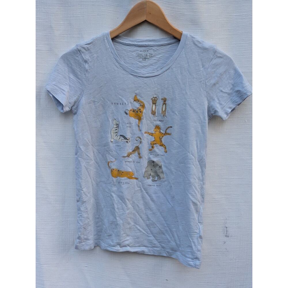 J Crew Women's Safari Yoga Graphic Tee Shirt Sz‎ XXS The Collector Tee Yoga